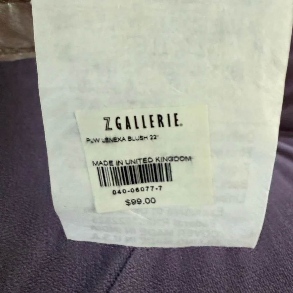 Brand new Z Gallerie 22” Blush Croc embossed throw pillow